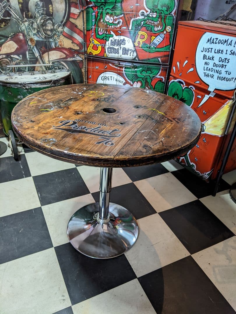 【関西送料込み変更済】インダストリアルインテリア ガレージテーブル 回転テーブル