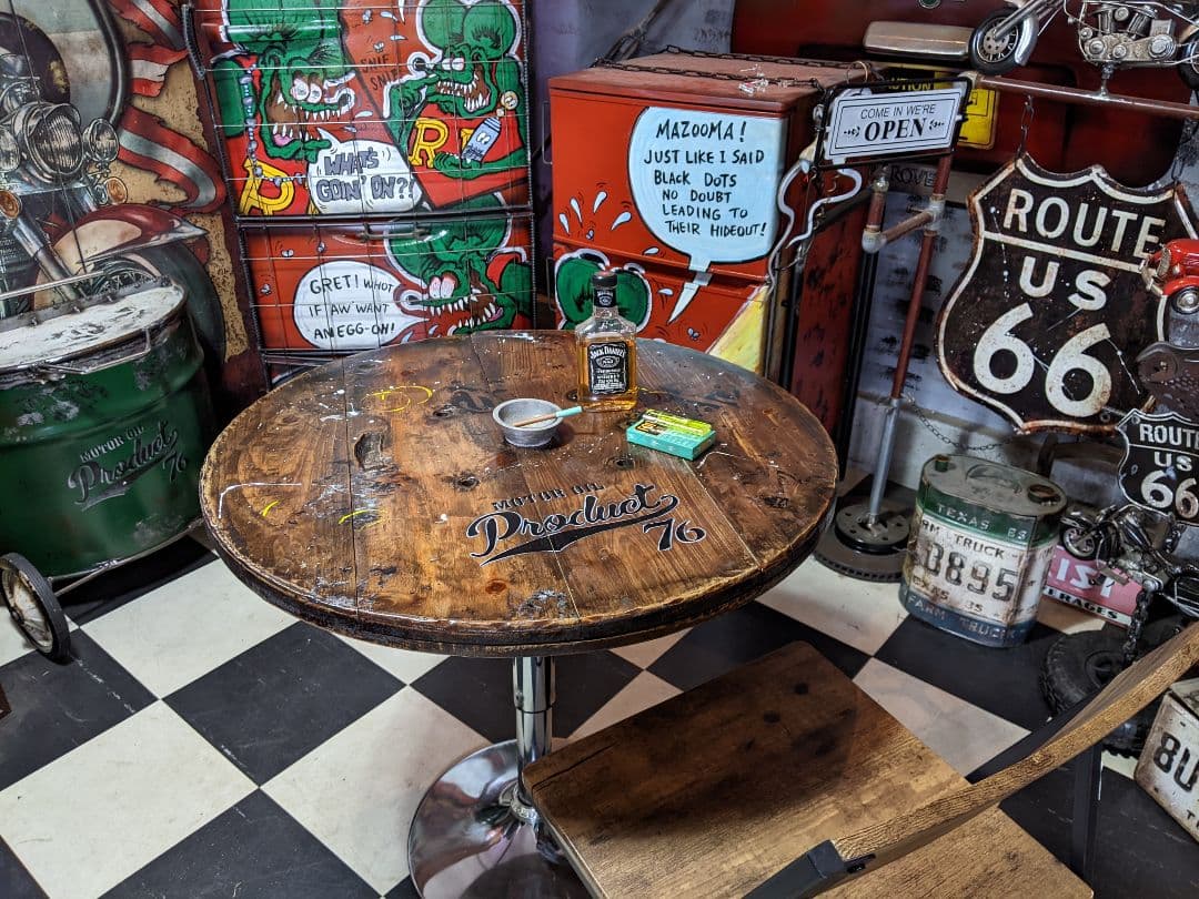 【関西送料込み変更済】インダストリアルインテリア ガレージテーブル 回転テーブル