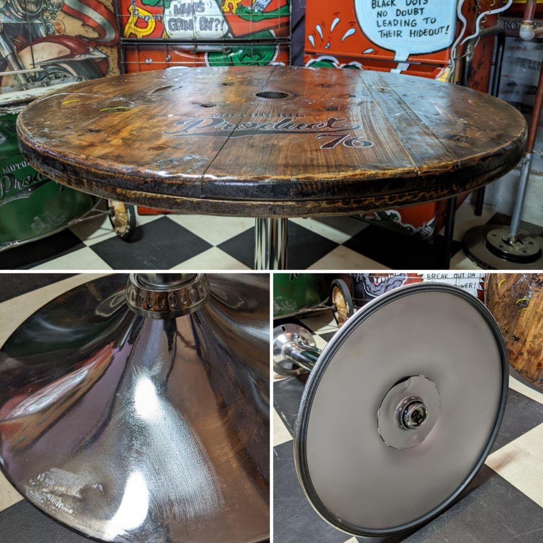 【関西送料込み変更済】インダストリアルインテリア ガレージテーブル 回転テーブル