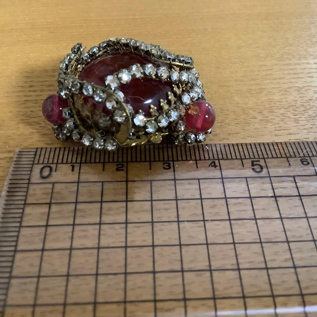 ミリアムハスケル　ブローチ　レッド　ワイン　ルビー　ラインストーン