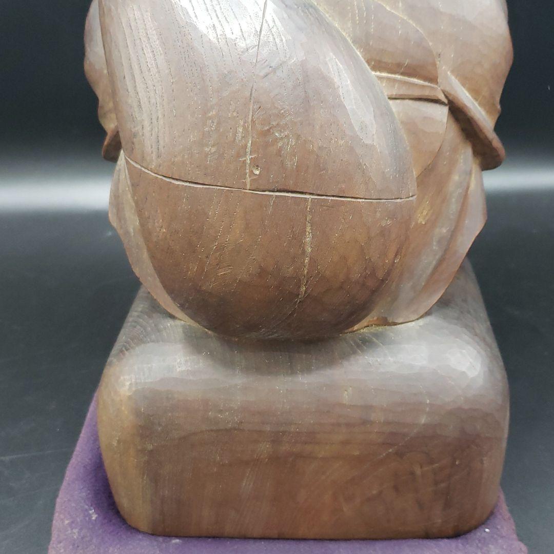 木彫り　大黒様　一刀彫　手彫り　細密　欅　置物　時代物　総重量4.8㎏　送料無料