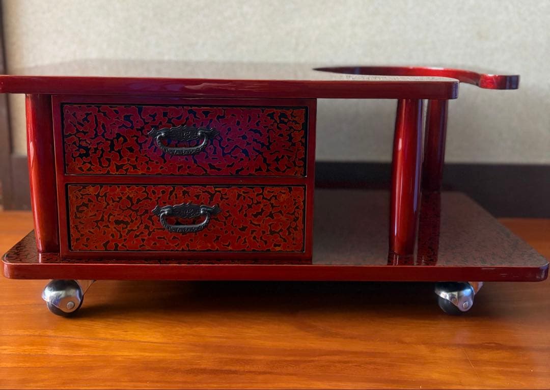 高級&希少！ 昭和レトロ お座敷ワゴン ポットカート 木製座卓 2引き出し付き