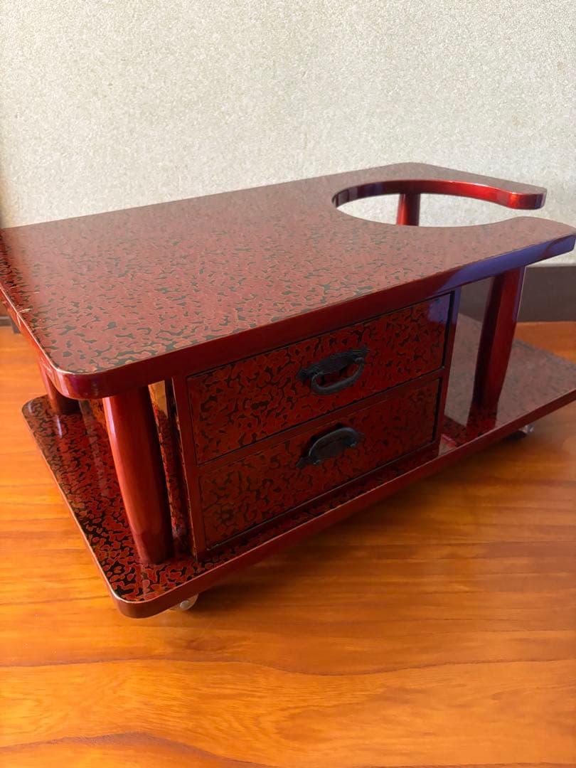 高級&希少！ 昭和レトロ お座敷ワゴン ポットカート 木製座卓 2引き出し付き