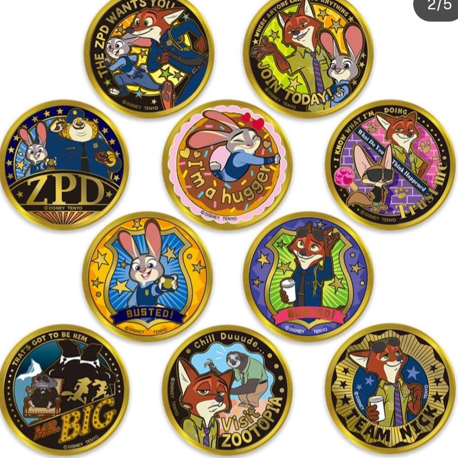 ズートピア 金バッジセット 全10種　コンプリート
