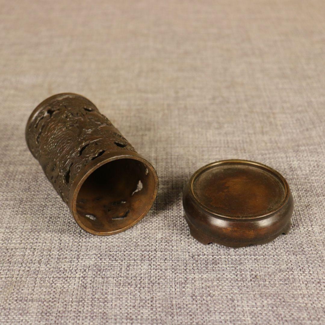 銅 細工 九龍筆箱 文房用品 書道具 文房具 工芸品 美術品 置物