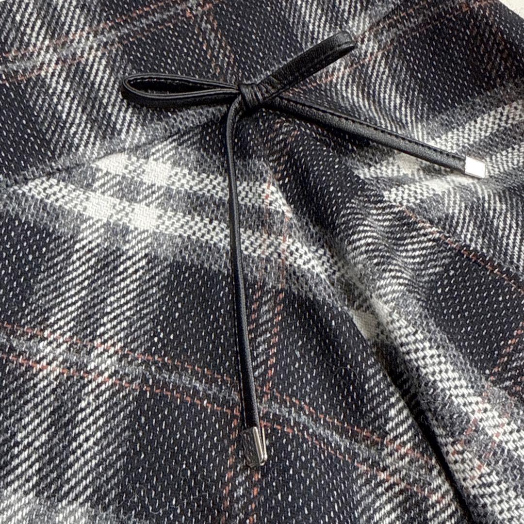 24AW エムズグレイシー カシュクール チェック スカート 40 ブラック系