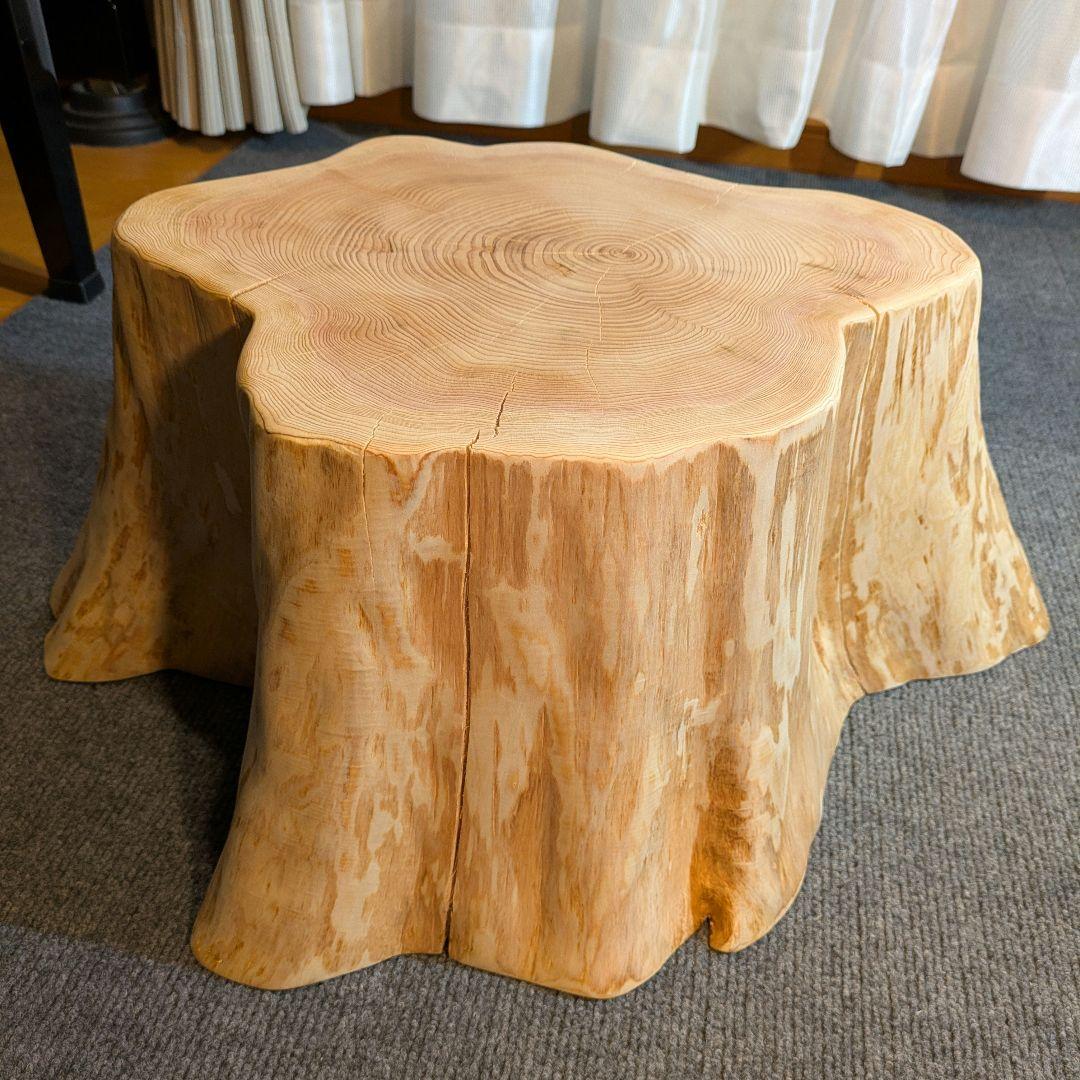天然椹　サワラ　切り株　丸太　椅子　スツール　テーブル　高さ約23.5㎝