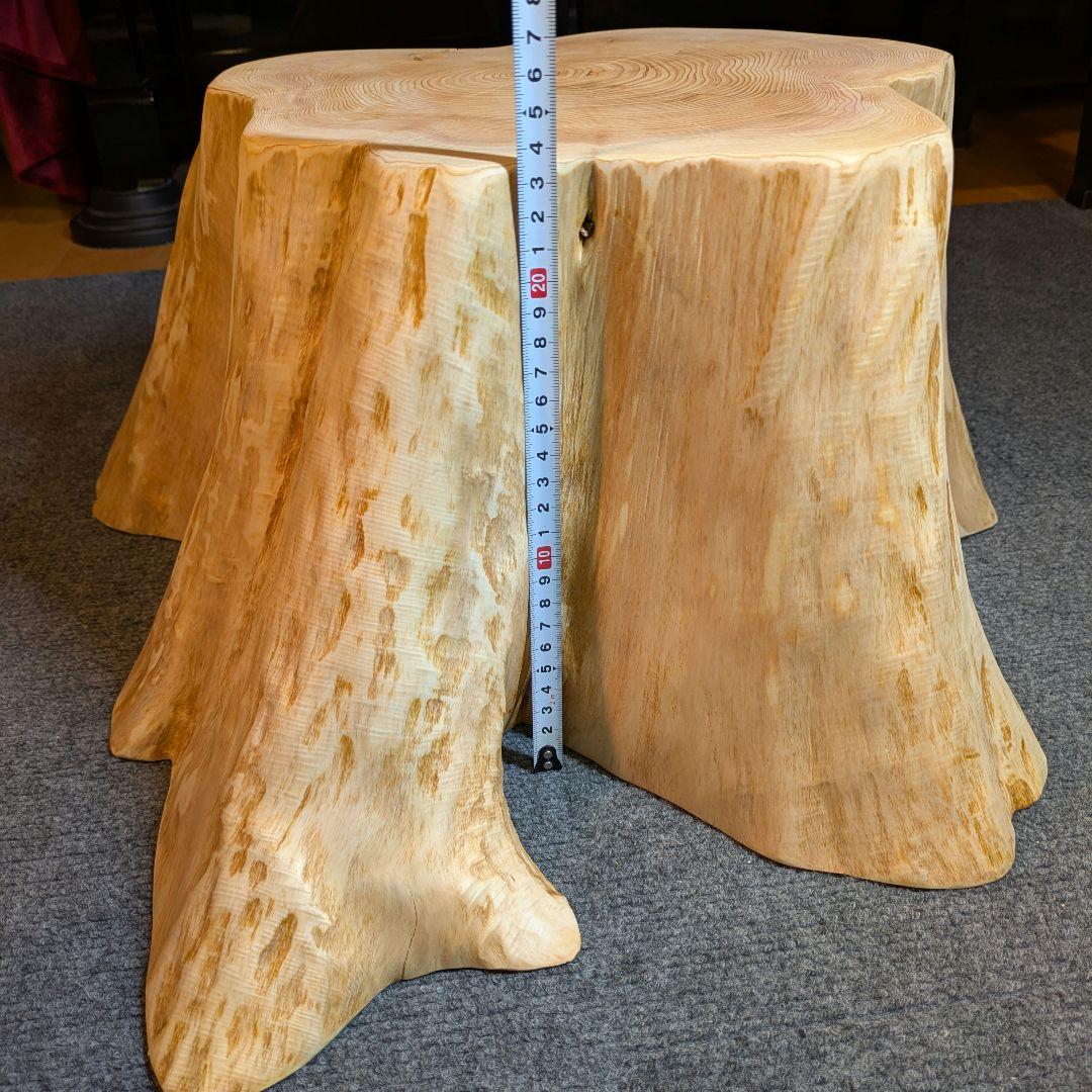 天然椹　サワラ　切り株　丸太　椅子　スツール　テーブル　高さ約23.5㎝
