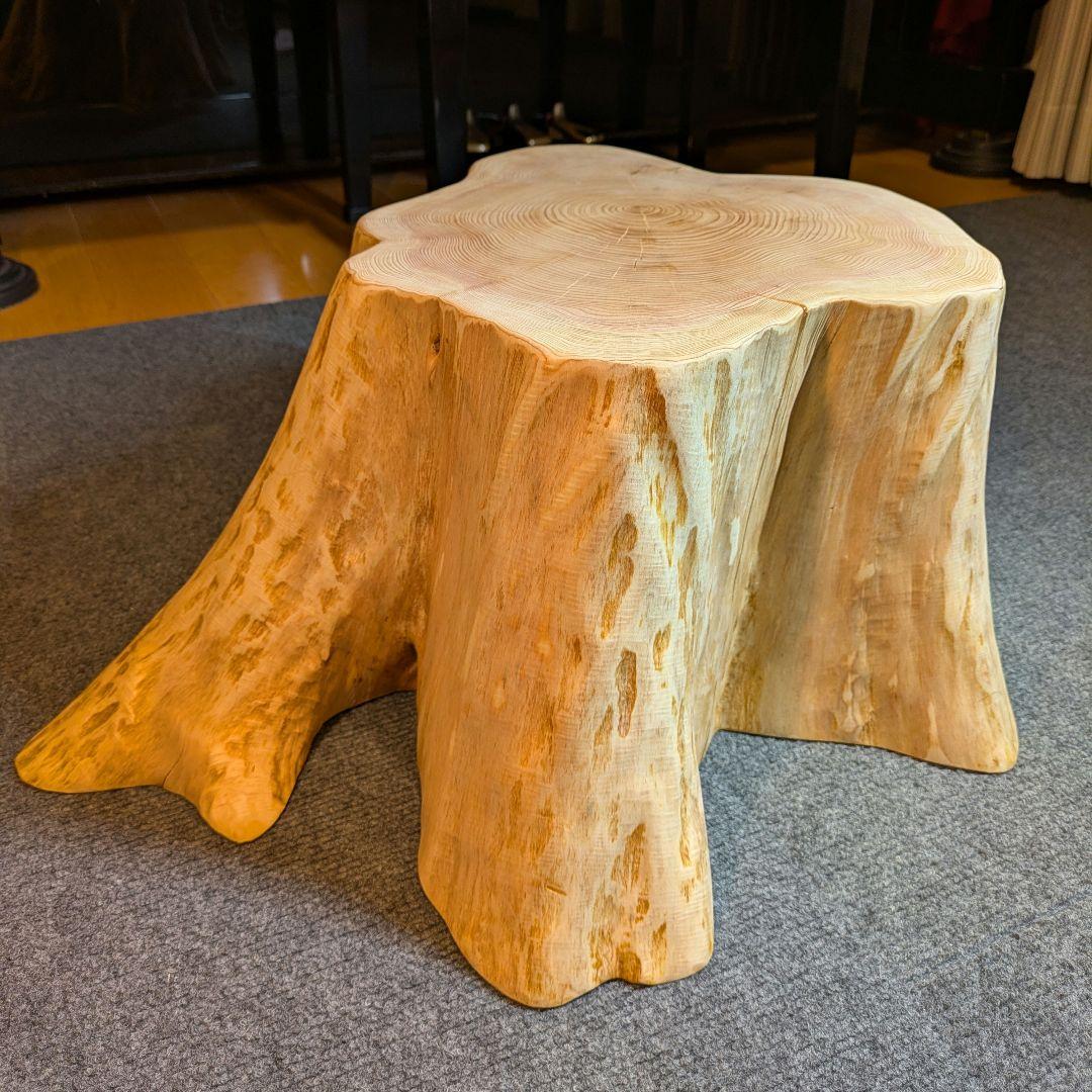 天然椹　サワラ　切り株　丸太　椅子　スツール　テーブル　高さ約23.5㎝