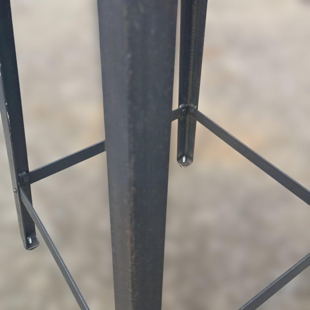 S*y様 5002)円形木製座面のアイアンスツール　ヴィンテージ　インダストリア