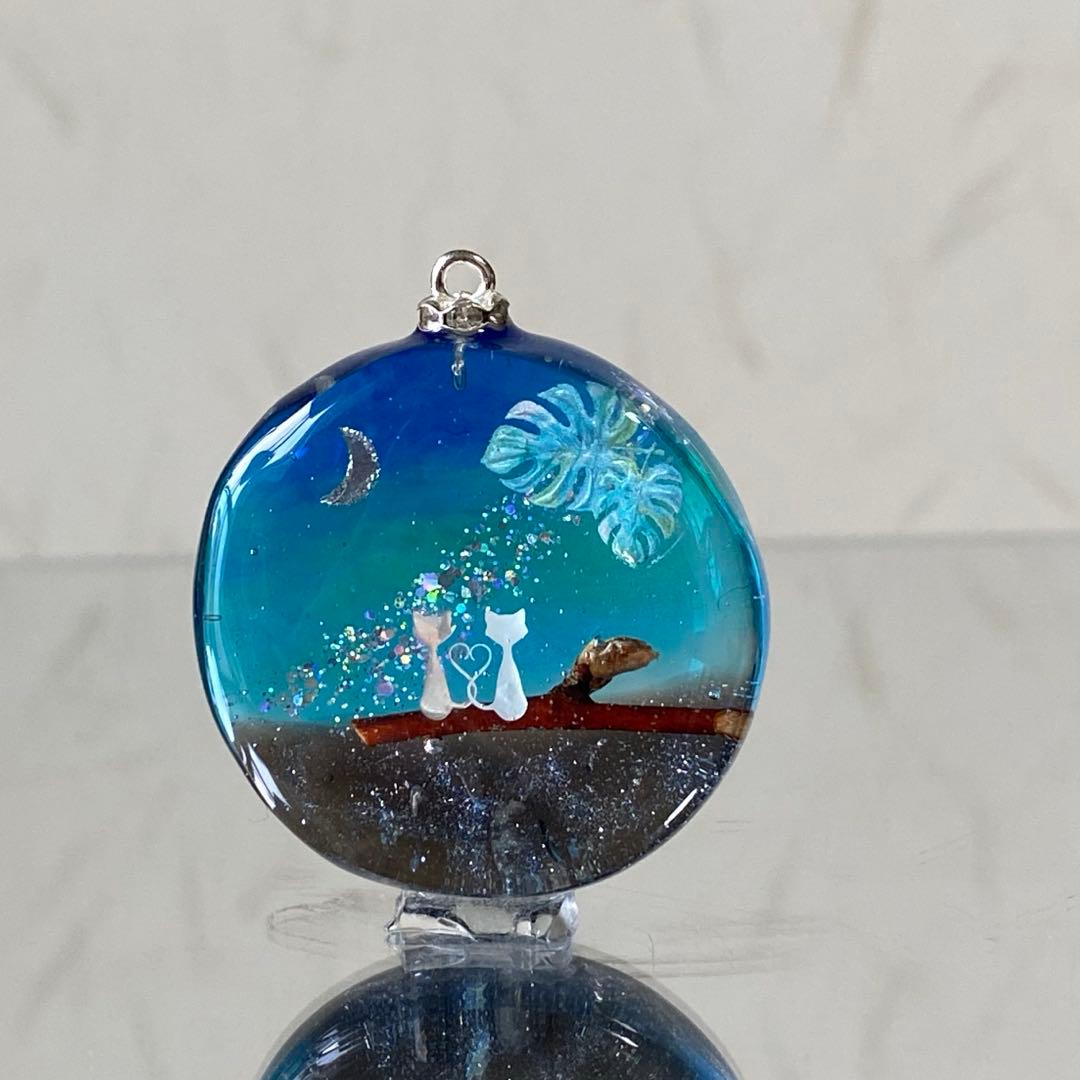 〜fairy様〜天然石　レジンネックレス　【向日葵猫】