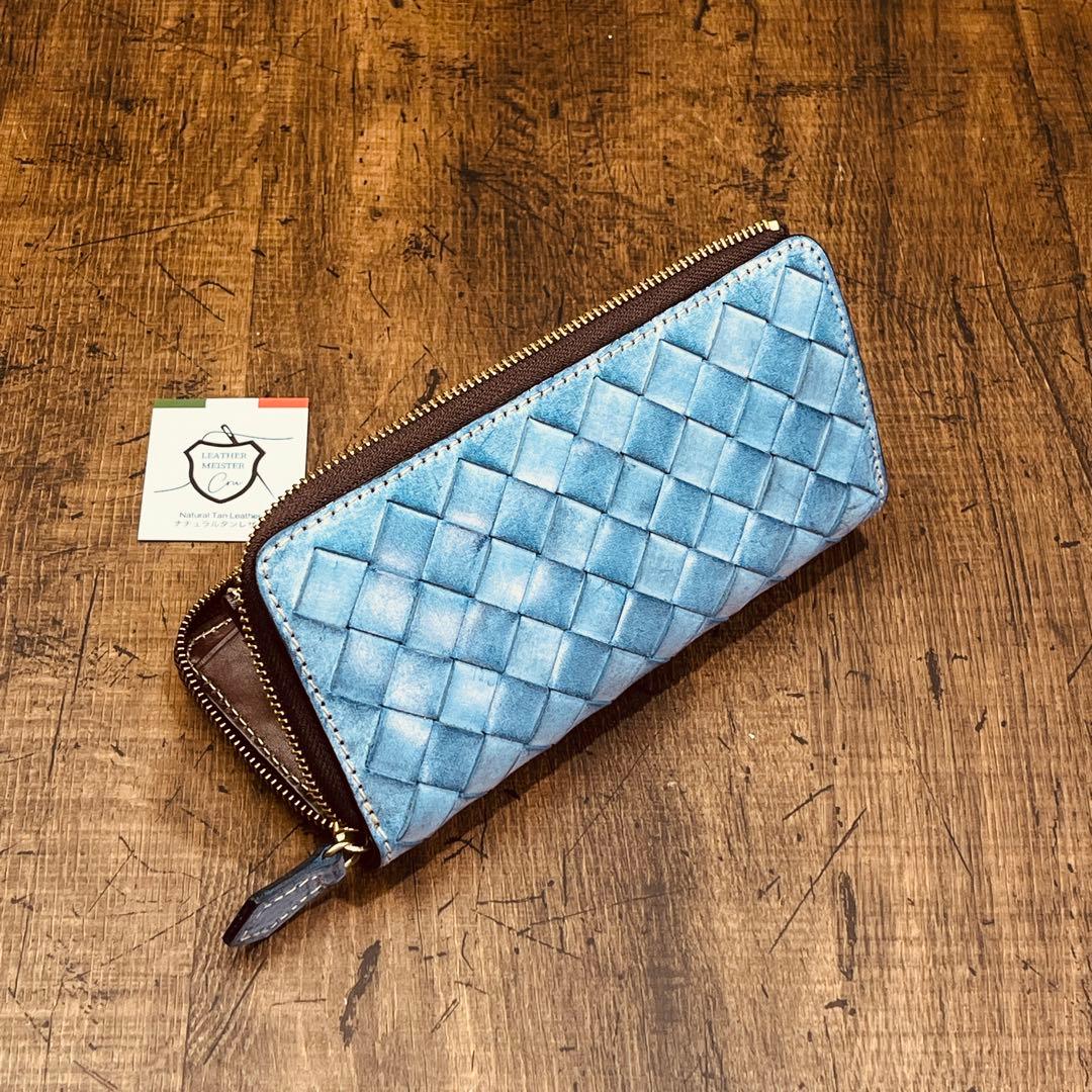 L字ラウンドジップ ブライドルレザー イントレチャート メンズ 財布 長財布