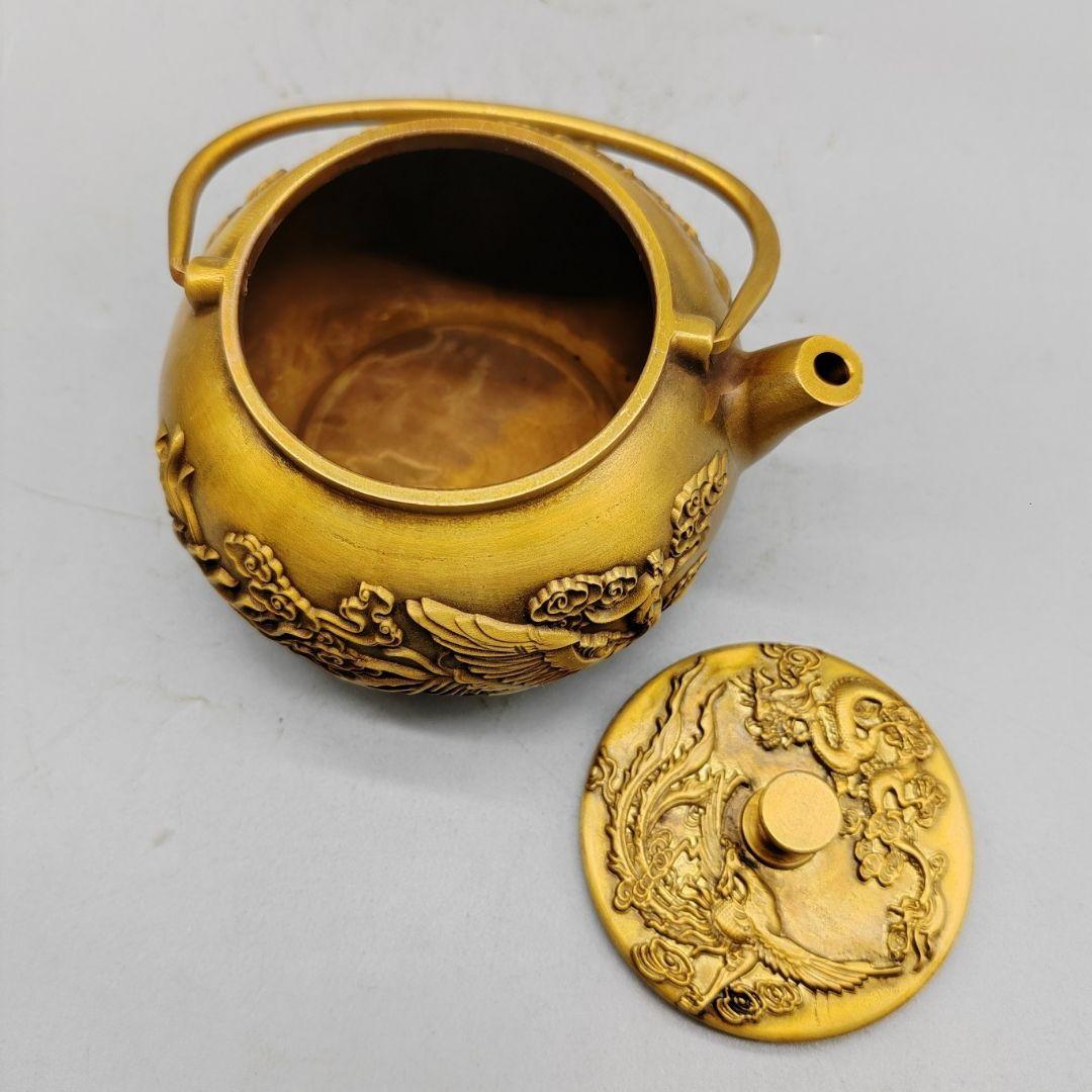 銅製 銅壺 龍鳳茶壺 徳利 手提げ壺茶道具 装飾品 工芸品 置物