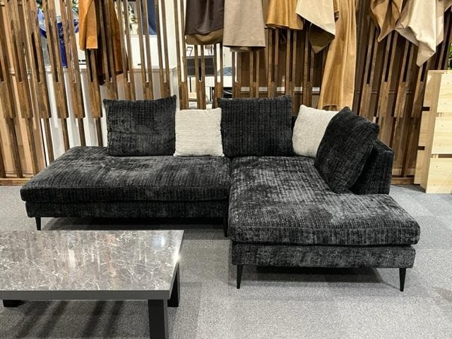 カウチソファ　ファブリック　ブラック　ソファー　大型　新品