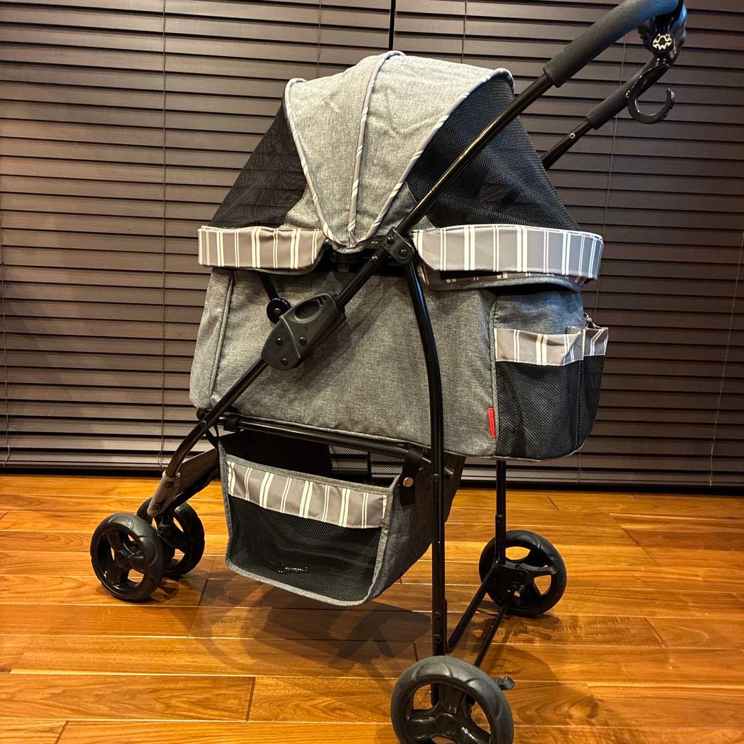 ジェックス　わんわんカート スマートハンディ ストライプグレー 防寒レインカバー