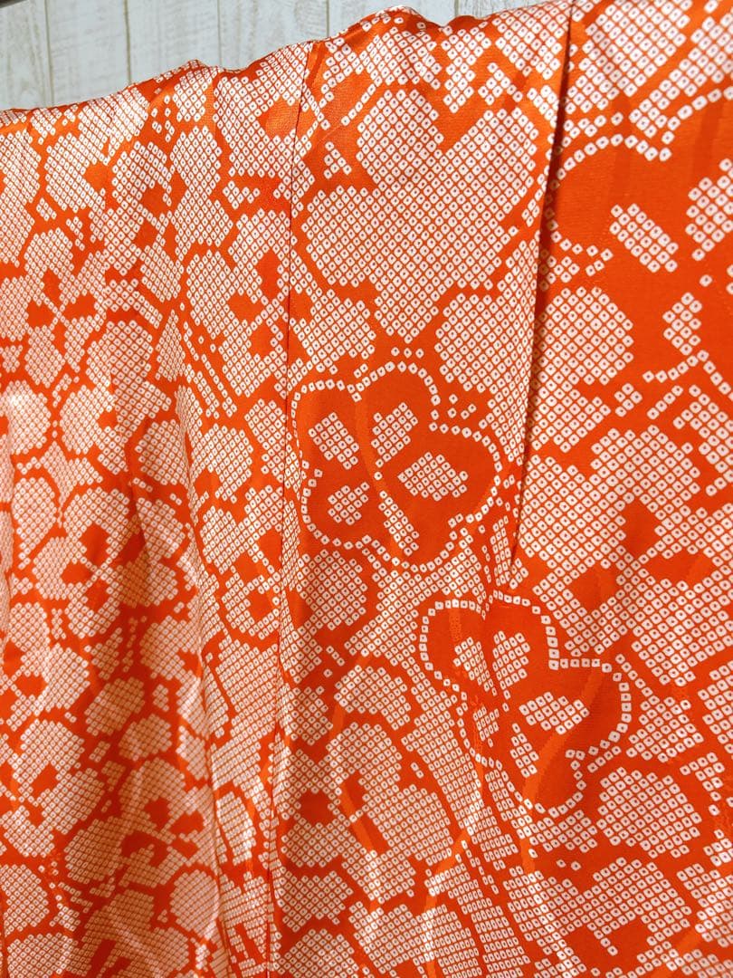 お買い得品♡七五三　7歳　女の子　フルセット　一式　鹿の子柄　朱色　オレンジ