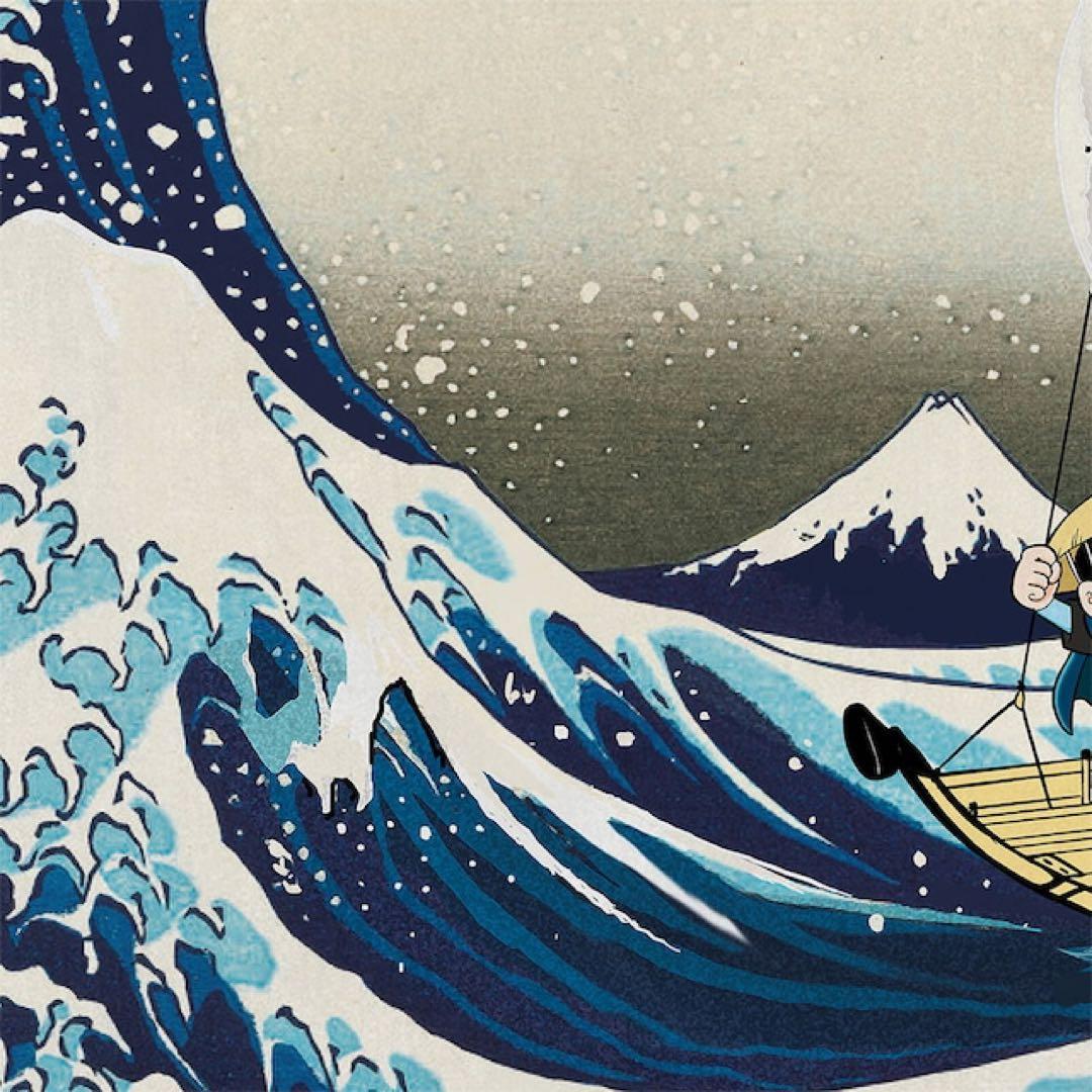 新品　国内正規品　ドラえもん 版画　浮世絵木版画 富嶽三十六景 神奈川沖浪裏