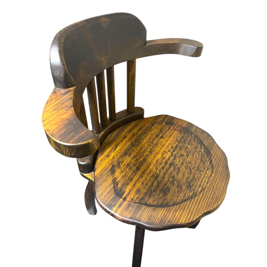 Creema りんりんばち　背付き　高級　手作り　回転　椅子　チェア　木製