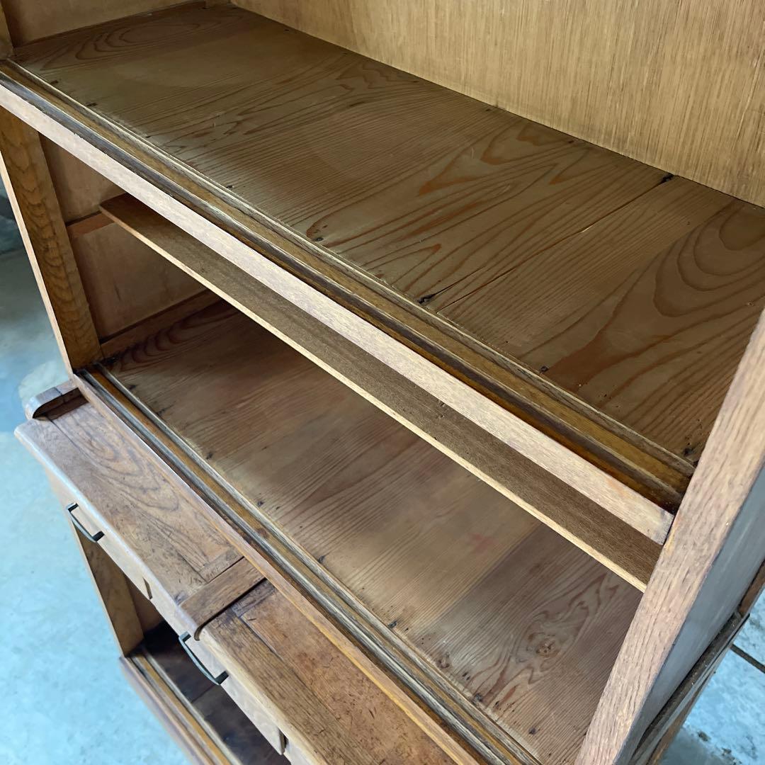 昭和レトロ　食器棚　置き台付き　希少な棚　ダイヤ&モールガラス　戸棚