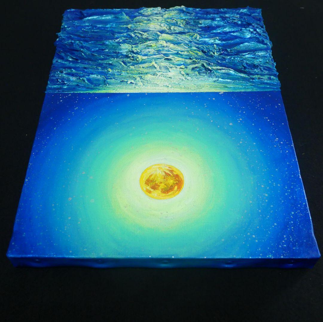 油絵 油彩 油彩画 絵 絵画【満月の海 】Ｆ4号