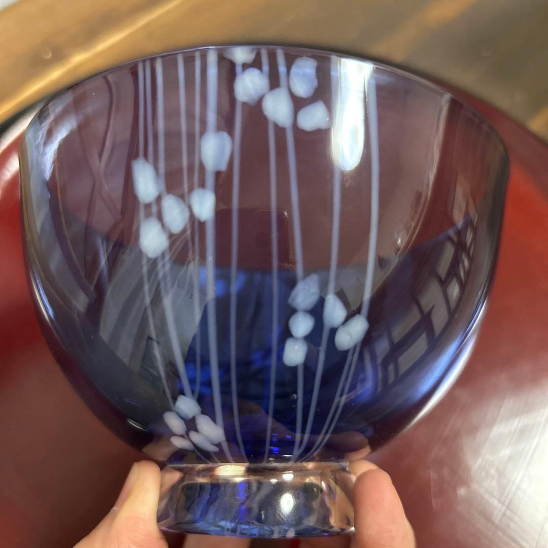 作家　ガラス作家　堀口幸子　瑠璃茶碗　瑠璃草花文玻璃茶碗　茶道