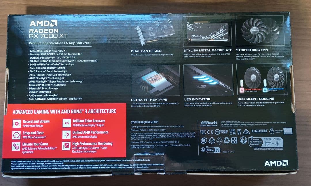 グラフィックボード・グラボ・ビデオカード ASRock Radeon RX7800XT Challenger 16GB