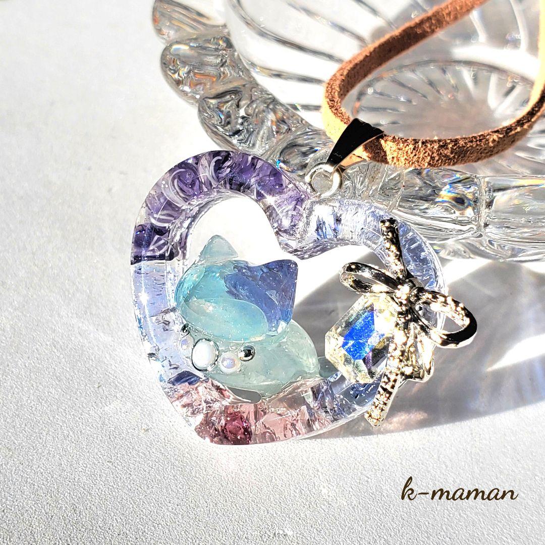 はくとん　　佐竹ガラスの星空ネックレス　レジンネックレス　ハンドメイド