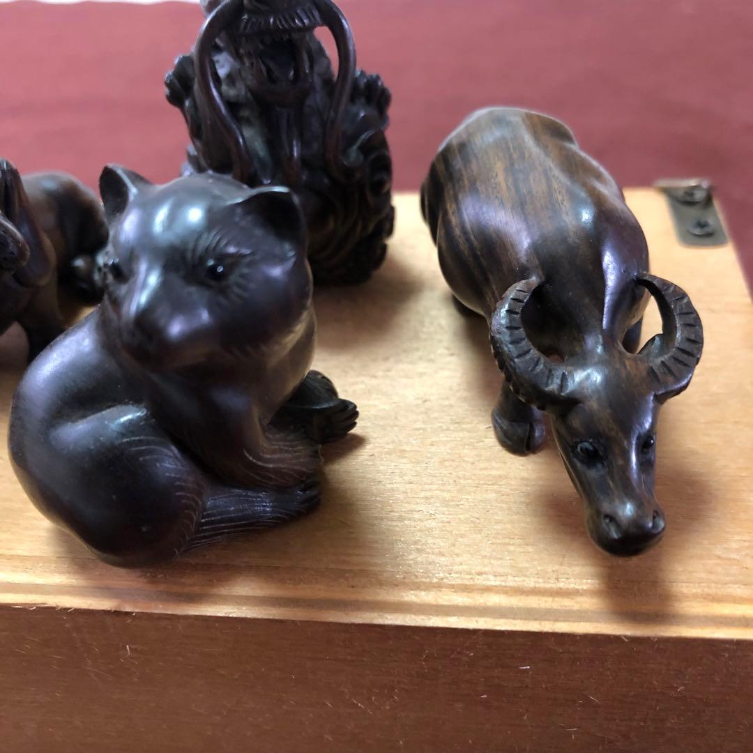 送料無料☆アンティーク雑貨　アニマル根付　7体セット