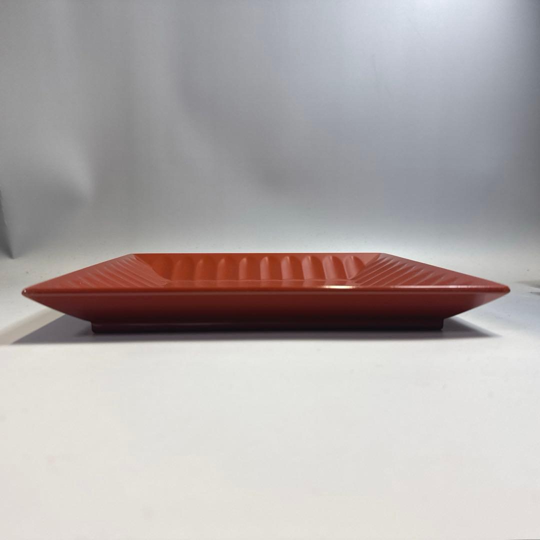 茶道具　輪島塗　古代朱　四方盆　菓子器　塩特屋謹製