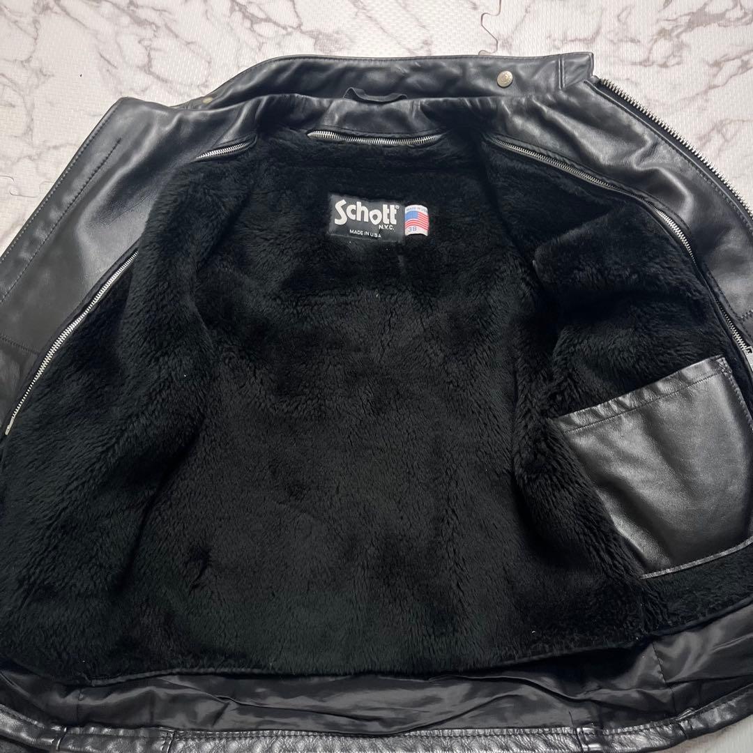 ワ*ズ様 近年/革の張り◎✨【米国製】schott シングルライダース 38si