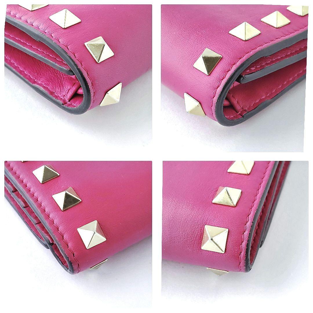 VALENTINO GARAVANI　3つ折り財布　ロックスタッズ　ピンク