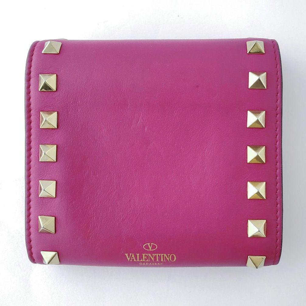 VALENTINO GARAVANI　3つ折り財布　ロックスタッズ　ピンク