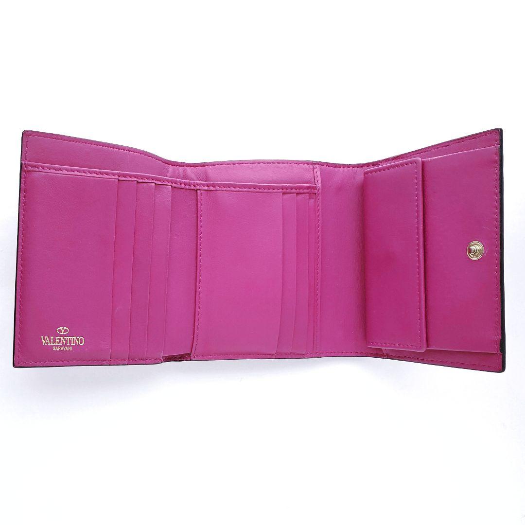 VALENTINO GARAVANI　3つ折り財布　ロックスタッズ　ピンク