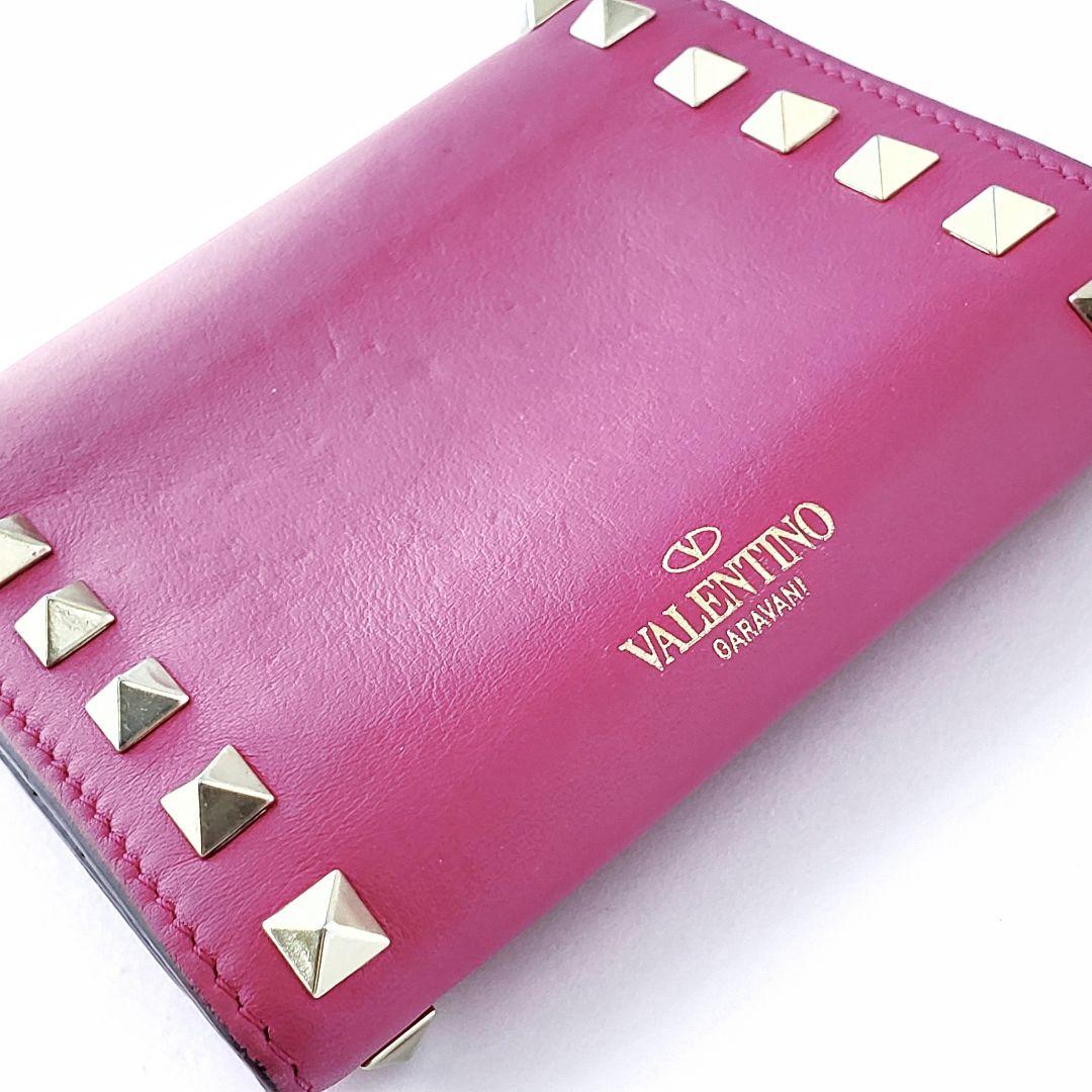 VALENTINO GARAVANI　3つ折り財布　ロックスタッズ　ピンク