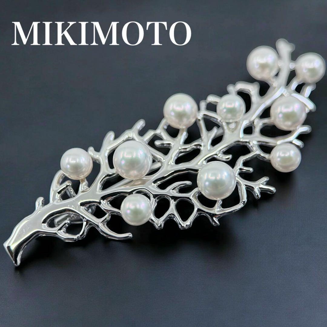 【未使用】ミキモト　ブローチ　コサージュ　アコヤ　パール　本真珠　リーフ