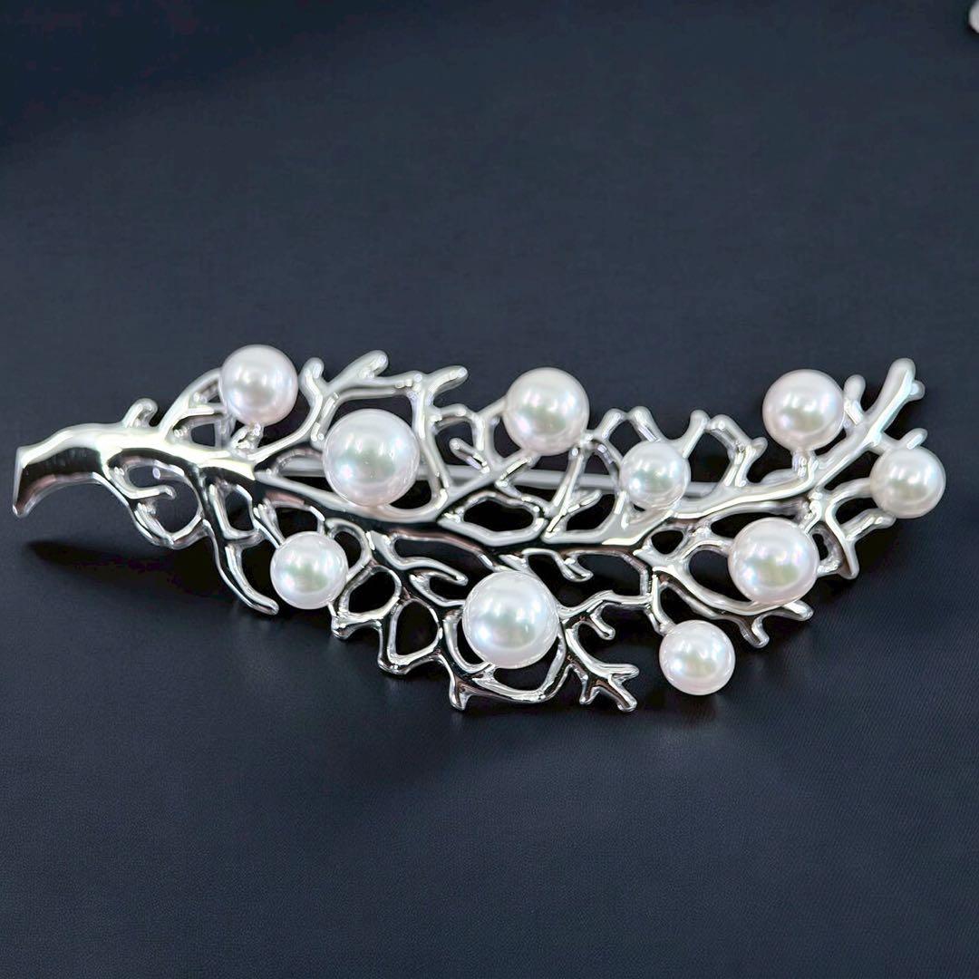 【未使用】ミキモト　ブローチ　コサージュ　アコヤ　パール　本真珠　リーフ