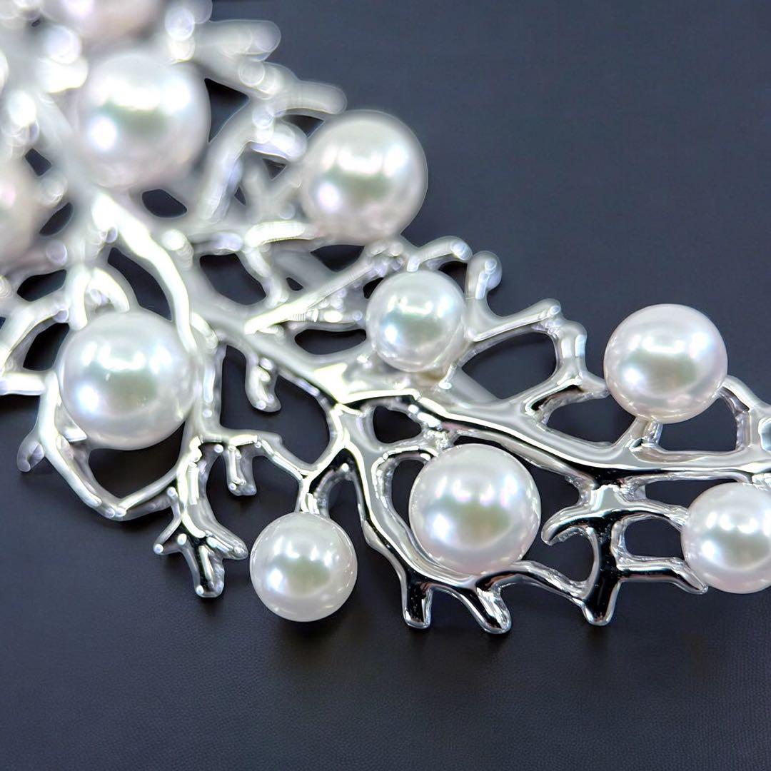 【未使用】ミキモト　ブローチ　コサージュ　アコヤ　パール　本真珠　リーフ