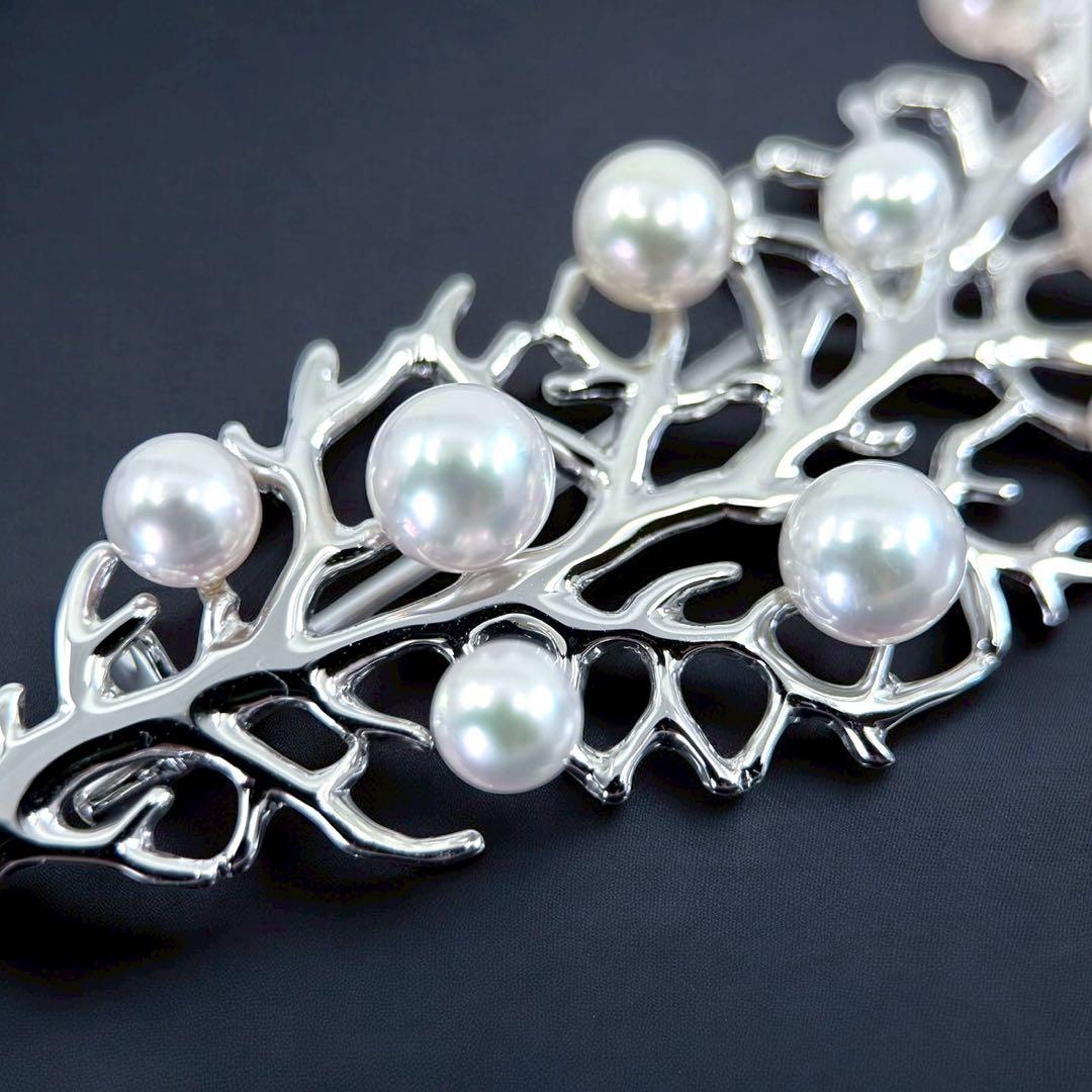 【未使用】ミキモト　ブローチ　コサージュ　アコヤ　パール　本真珠　リーフ