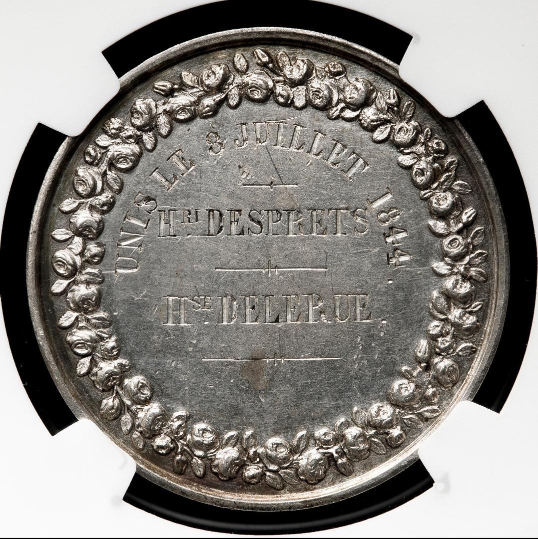 美品　NGC-UNC 洗浄　フランス　ルイ・フィリップ　ARメダル 　1844年
