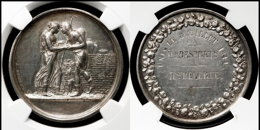美品　NGC-UNC 洗浄　フランス　ルイ・フィリップ　ARメダル 　1844年