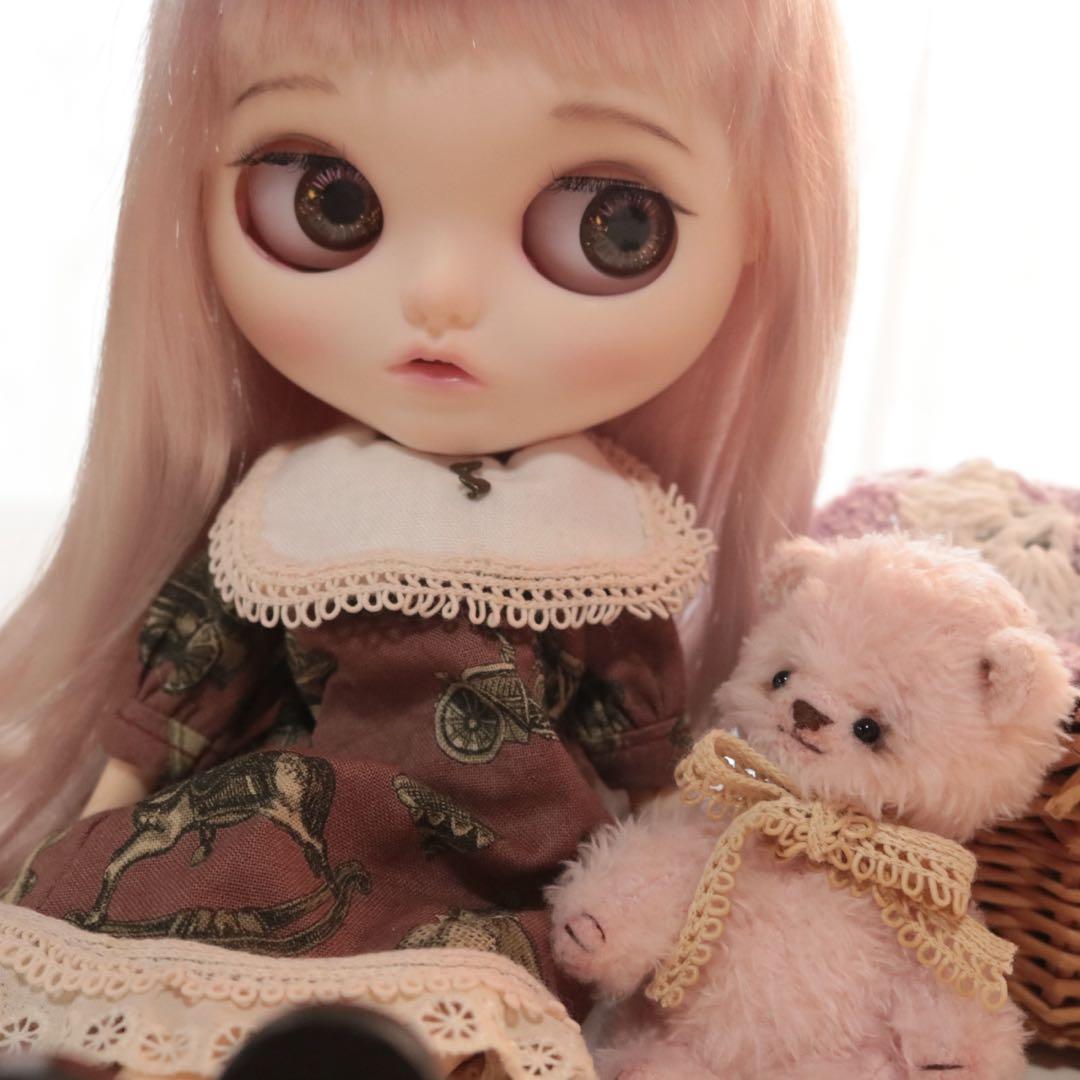 テディベア　9cm ピンク　ハンドメイド　アーティストベア　オリジナルベア