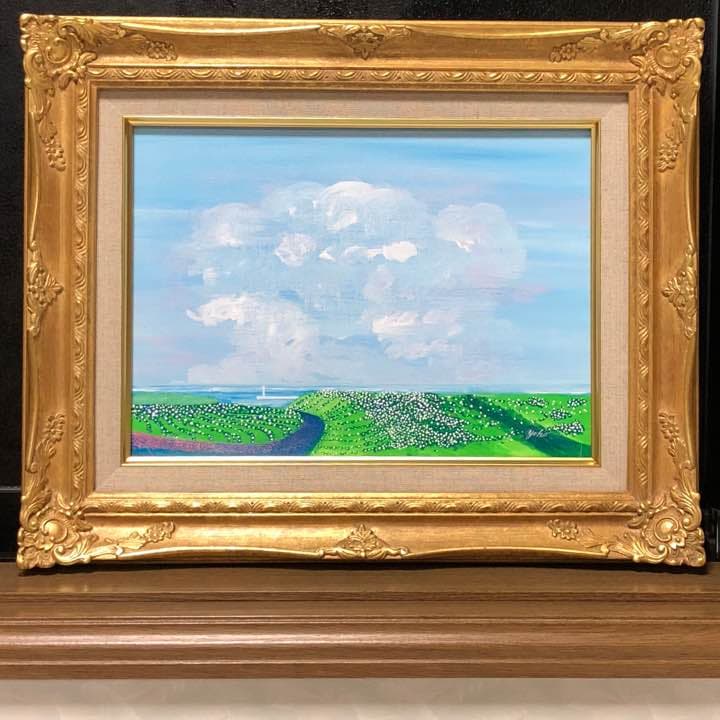 「夢いっぱいの大空……白い灯台」原画 本物 一点物 絵画 yoko
