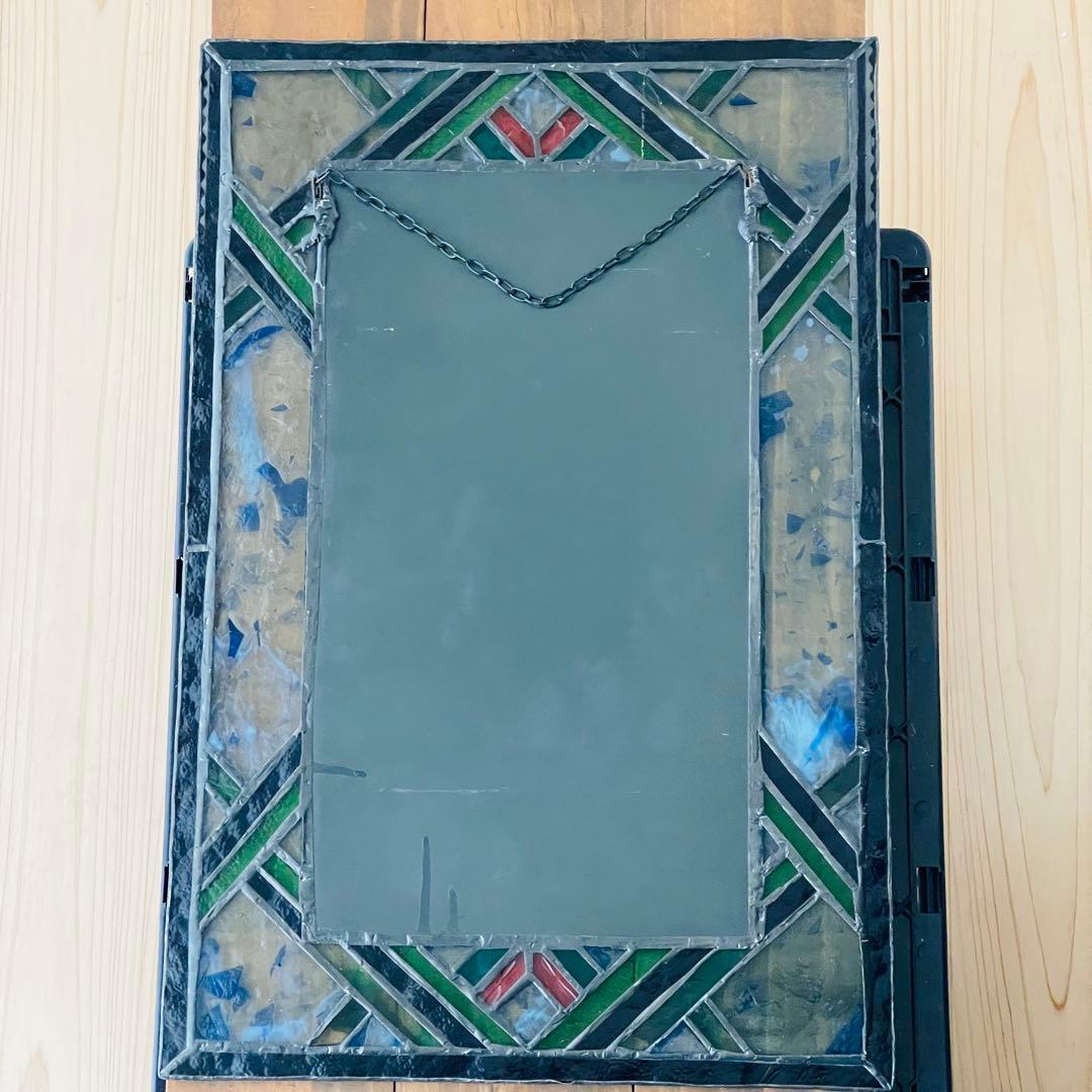 ✮美品✮ ステンドグラス　鏡　壁掛け　ウォールミラー