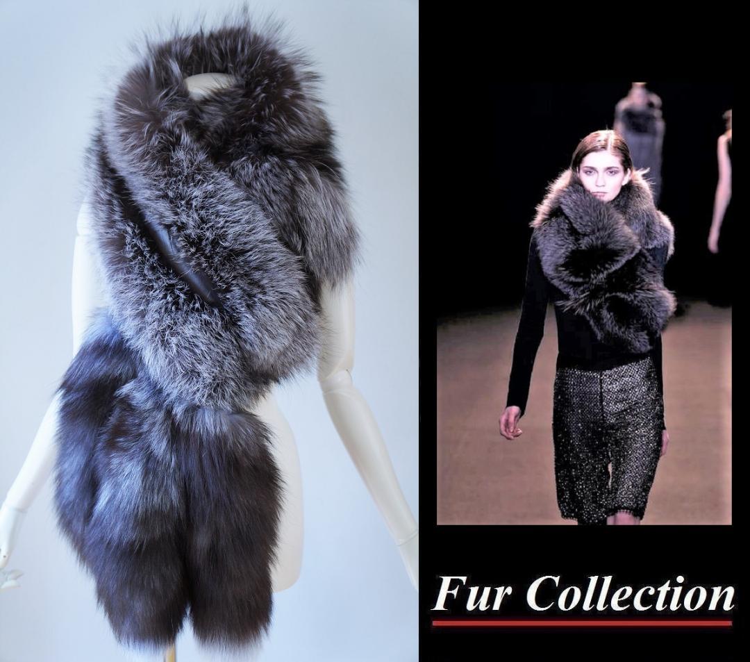 街中で風を切って歩きたい☆フォックスファーストール新品毛皮ショールロングマフラー