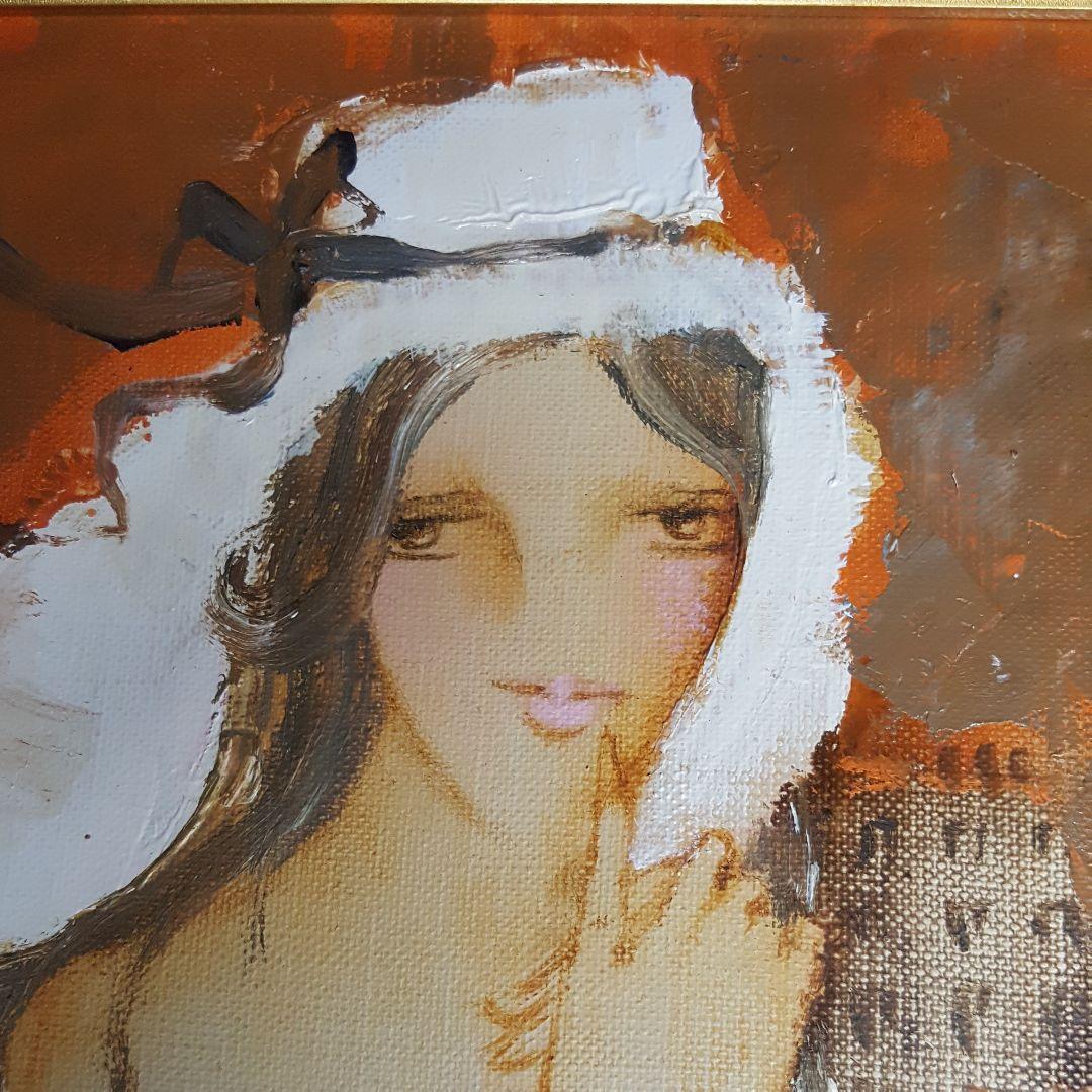 【油彩】二科展理事　松任谷國子先生　原画「リスボンの丘」独特なタッチで描く女性画