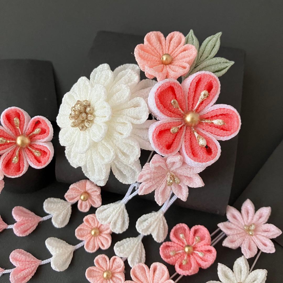 〜　珊　〜　選べる髪飾り　七五三 3歳 7歳　かんざし　ビラ　ピンク