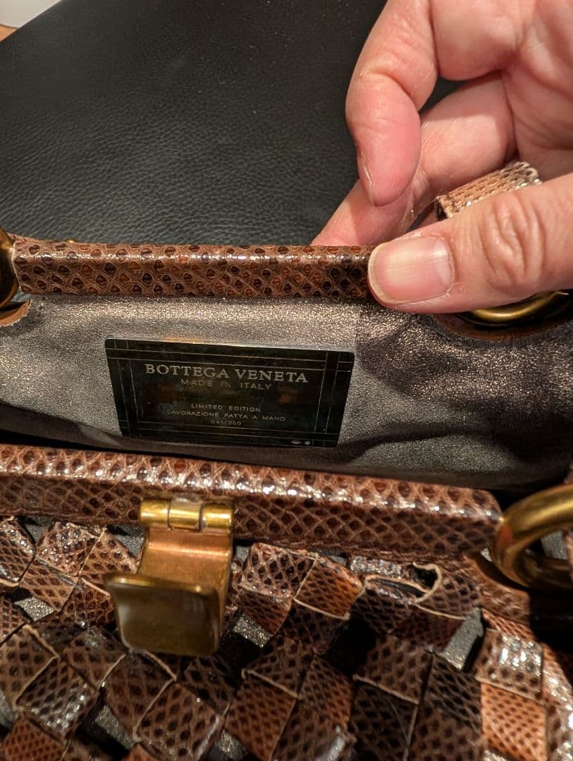 Bottega Veneta ブラウン 編み込みハンドバッグ