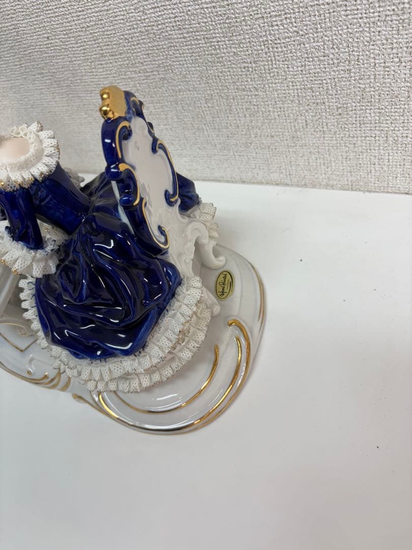 加藤工芸　レースドール　置物　人形　貴族　ピアノ&バイオリン