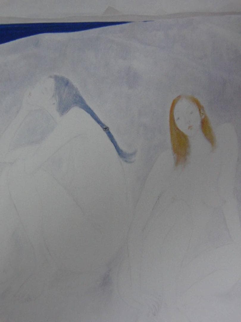 矢島俊一、【千、お梶】、希少な額装用画集より、新品額装付、状態良好