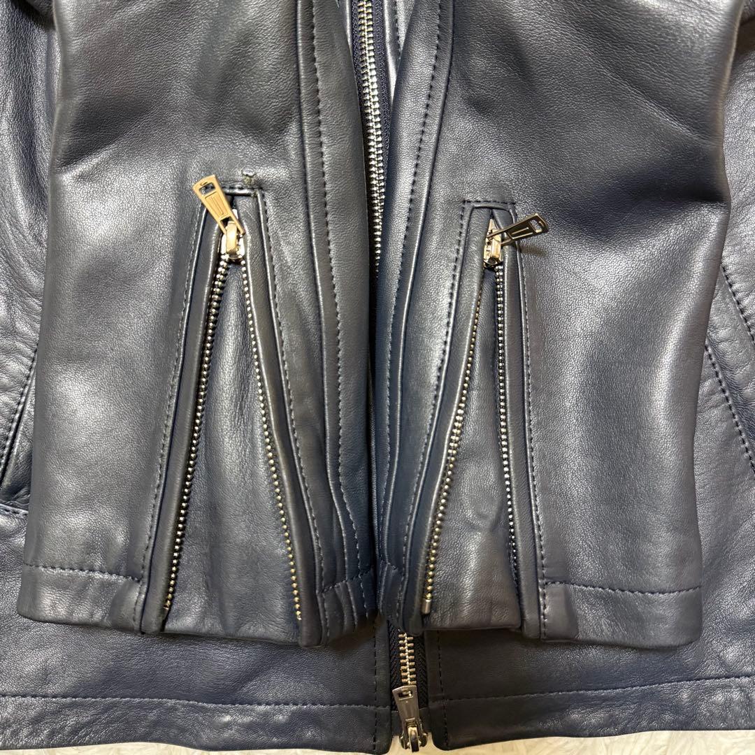 【希少カラー】SHIPS ラムレザー　シングルライダースジャケット　Size L